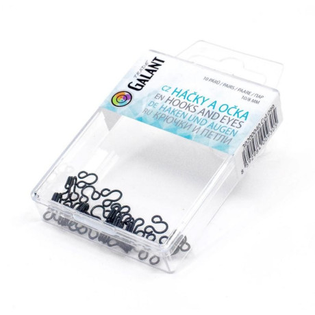 Háčky a očka 2 (10/8mm) - černé - 10párů/krabička