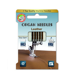 Machine Needles ORGAN LEATHER ASSORT 130/705H - 5pcs/card (90:3, 100:2pcs)