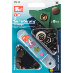Press fasteners SPORT & CAMPING 15mm - old brass (Prym) - 10pcs/card