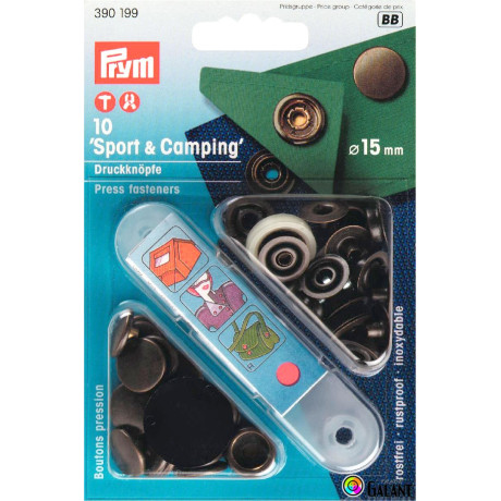 Press fasteners SPORT & CAMPING 15mm - old brass (Prym) - 10pcs/card
