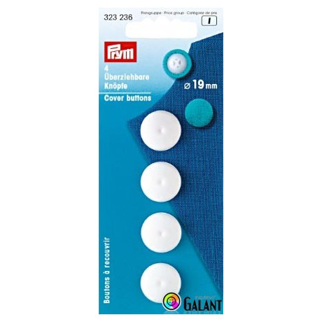 Cover buttons 19 mm - white (Prym) - 4pcs/card