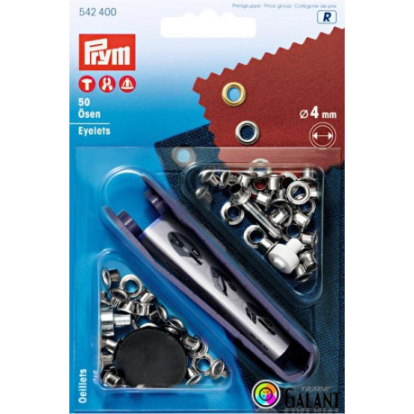 Průchodky 4 mm bez podložky - nikl (Prym) - 50ks/karta