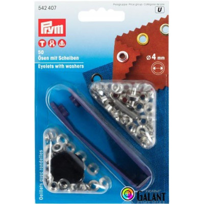 Eyelets 4mm with Washers - nickel plated  (Prym) - 50pcs/card
