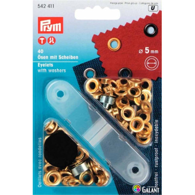 Mosazné průchodky s podložkou 5mm - Mosaz (Prym) - 40ks/karta