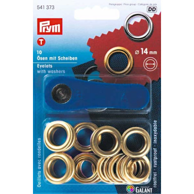 Brass Eyelets with Washers 14mm - Brass (Prym) - 10pcs/card