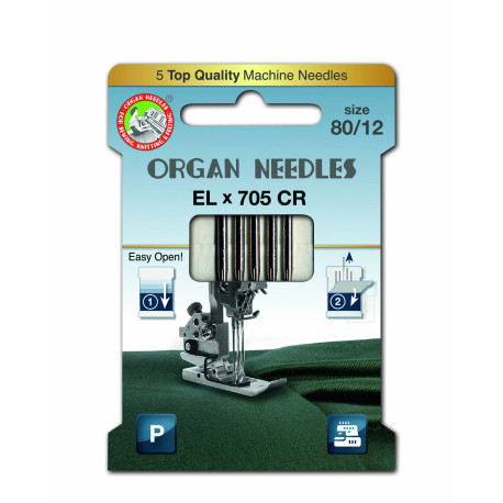 Machine Needles ORGAN EL x 705 Chromium - 80 - 5pcs/card