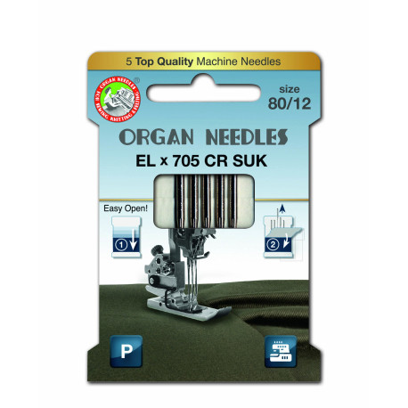 Machine Needles ORGAN EL x 705 Chromium SUK - 80 - 5pcs/card