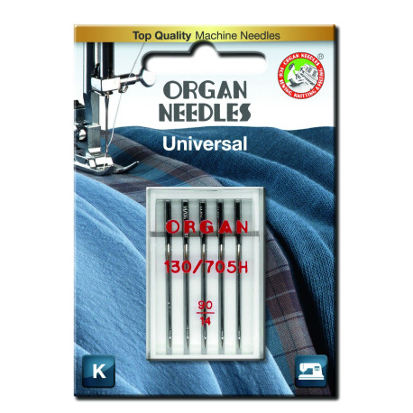 Strojové jehly ORGAN UNIVERSAL 130/705 H - 90 - 5ks/plastová krabička/karta