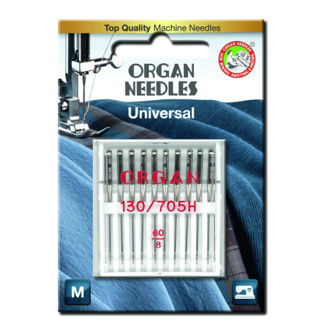 Strojové jehly ORGAN UNIVERSAL 130/705 H - 60 - 10ks/plastová krabička/karta