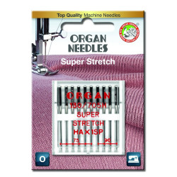 Machine Needles ORGAN SUPER STRETCH 130/705H - Assort - 10pcs/plastic box/card (75:6, 90:4pcs)