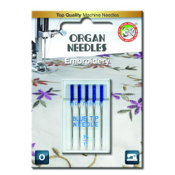 Machine Needles ORGAN EMBROIDERY BLUE TIP 130/705H - 75 - 5pcs/plastic box/card