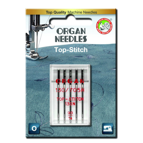Machine Needles ORGAN TOP STITCH 130/705H - 90 - 5pcs/plastic box/card