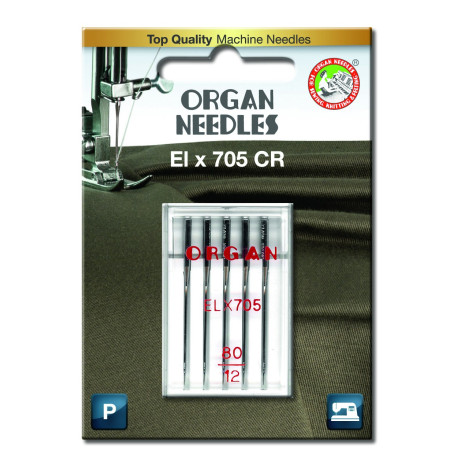 Machine Needles ORGAN EL x 705 Chromium - 80 - 5pcs/plastic box/card