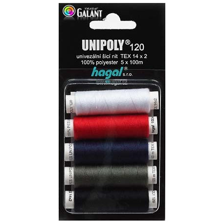 Polyester threads UNIPOLY 120 MIX (TEX14x2) - 100m/spool - 5spools/cassette
