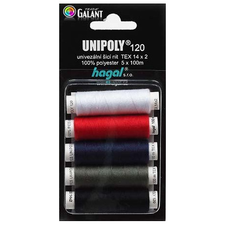Polyester threads UNIPOLY 120 MIX (TEX14x2) - 100m/spool - 5spools/cassette