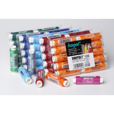 Nitě polyesterové HAGAL UNIPOLY 120 (TEX14x2) - 100m/rulička