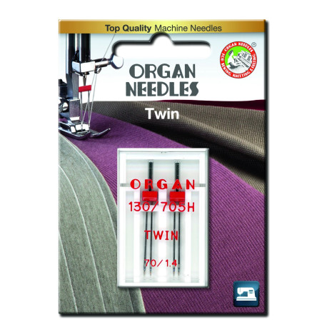 Strojové jehly ORGAN TWIN 130/705 H - 70 (1,4) - 2ks/plastová krabička/karta