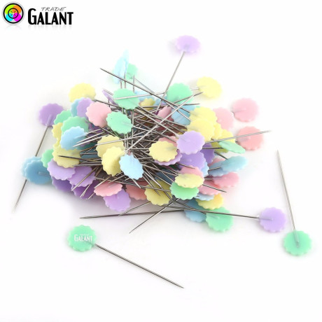 Špendlíky patchworkové - kytička - 44x0,60mm - niklované - 100ks/pl.krabička