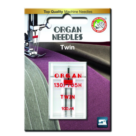 Machine Needles ORGAN TWIN 130/705 H - 100 (4,0) - 1pcs/plastic box/card