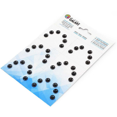 Stiskací knoflíky mosazné 8mm - niklované  - 36ks/karta - 8karet/krabice (2grs.)