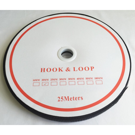 Velcro Economy - colour: 170 (black) - Hooks 20mm - 25m/roll