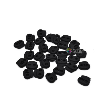 Spring Cord Lock - Two Eyes - black - 1pcs