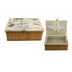 Sewing box - bamboo, fabric - 49 - 1pc