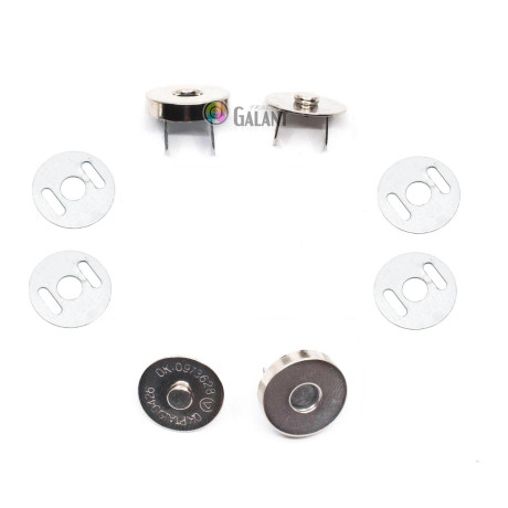 Magnetické zapínání 14mm - niklované - 100ks/sáček
