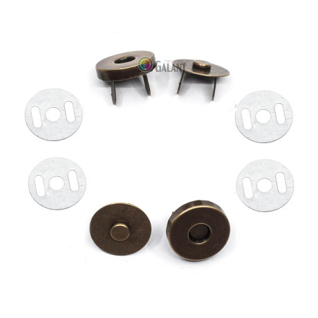 Magnetic Snap Closures 18mm - old brass - 100set/polybag