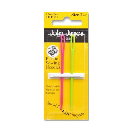 Childrens Plastic Sewing Needles 70mm - 2pcs/card