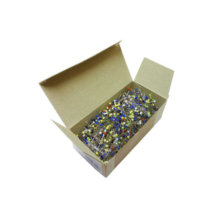 Glass Head Pins 30x0,60mm assort colours - 100g/box