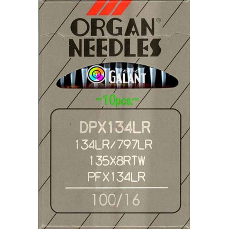 Industrial Machine Needles ORGAN DPx134LR - 100/16 - 10pcs/card