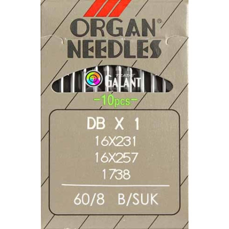 Industrial Machine Needles ORGAN DBx1 SUK - 60/8 - 10pcs/card