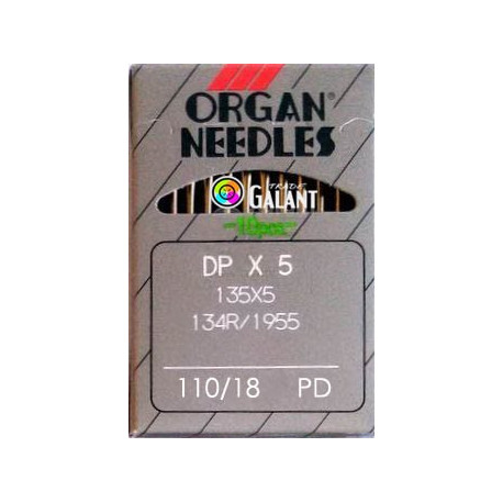 Industrial Machine Needles ORGAN DPx5 PD Titan-Nitrid - 110/18 - 10pcs/card
