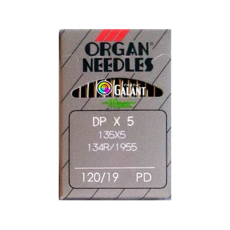 Industrial Machine Needles ORGAN DPx5 PD Titan-Nitrid - 120/19 - 10pcs/card