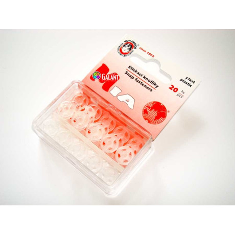 Plastic Snap Fasteners 10mm transparent - 20pcs/card