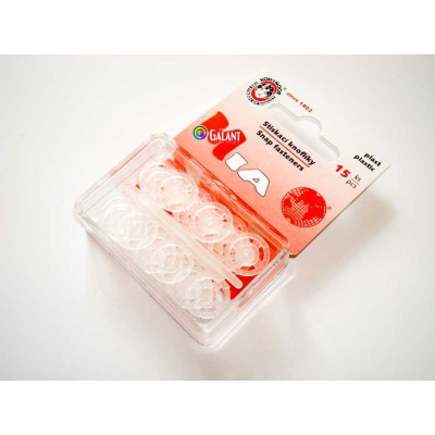Plastic Snap Fasteners 13mm transparent - 15pcs/card