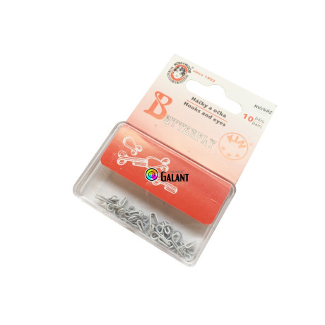 Brass Hooks and Eyes 6 - white - 10pairs/pl.box/card