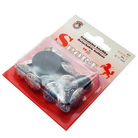 Detachable Buttons SPORT 17mm - nickel plated - 10pcs/card