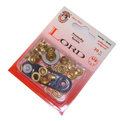 Brass Eyelets with washers 4 - polished - 20pcs/card