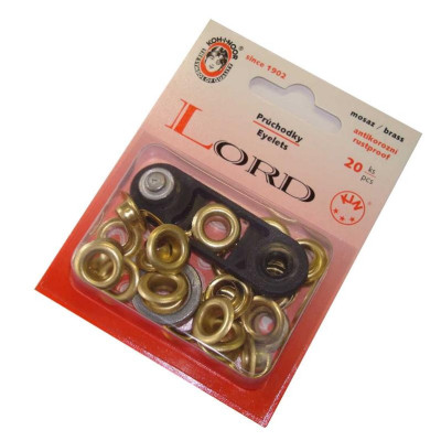 Brass Eyelets with washers 7 - polished - 20pcs/card