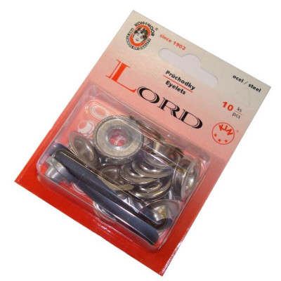 Steel Eyelets with washers 8 - nickel plated - 10pcs/card