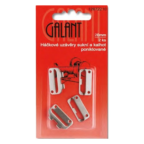 Skirt Waistband Fasteners 20 mm, nickel plated - 2pcs/card