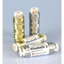 Nitě efektové ELISABETH 3 - stříbrná - 50m/cívka - 10cívek/sáček