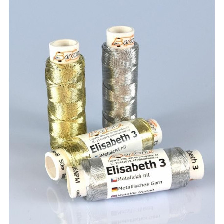 Nitě efektové ELISABETH 3 - zlatá - 50m/cívka - 10cívek/sáček