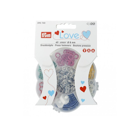 Knoflík stiskací JERSEY PRYM LOVE 8mm - asort barev - 60ks/krabička