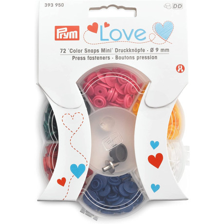 Press fasteners MINI "colour snaps" PRYM LOVE 9mm -assort col. - 72pcs/box
