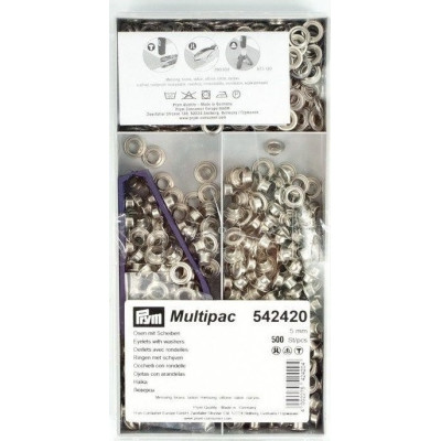Brass Eyelets with washers 5mm - nickel plated (Prym) - 500pcs/box