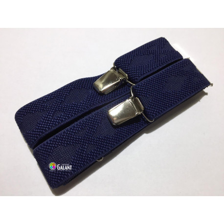 Men's Braces Suspenders width 3cm length 125cm, X-Shape - c.dark blue with points - 1pcs