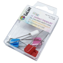 Children Safety Pins Plastic/Metal wire 54x1,00mm Assorted colours - 5pcs/pl.box